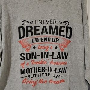 Gray Long Sleeve Tee with Funny Son-in-law Graphic 2XL